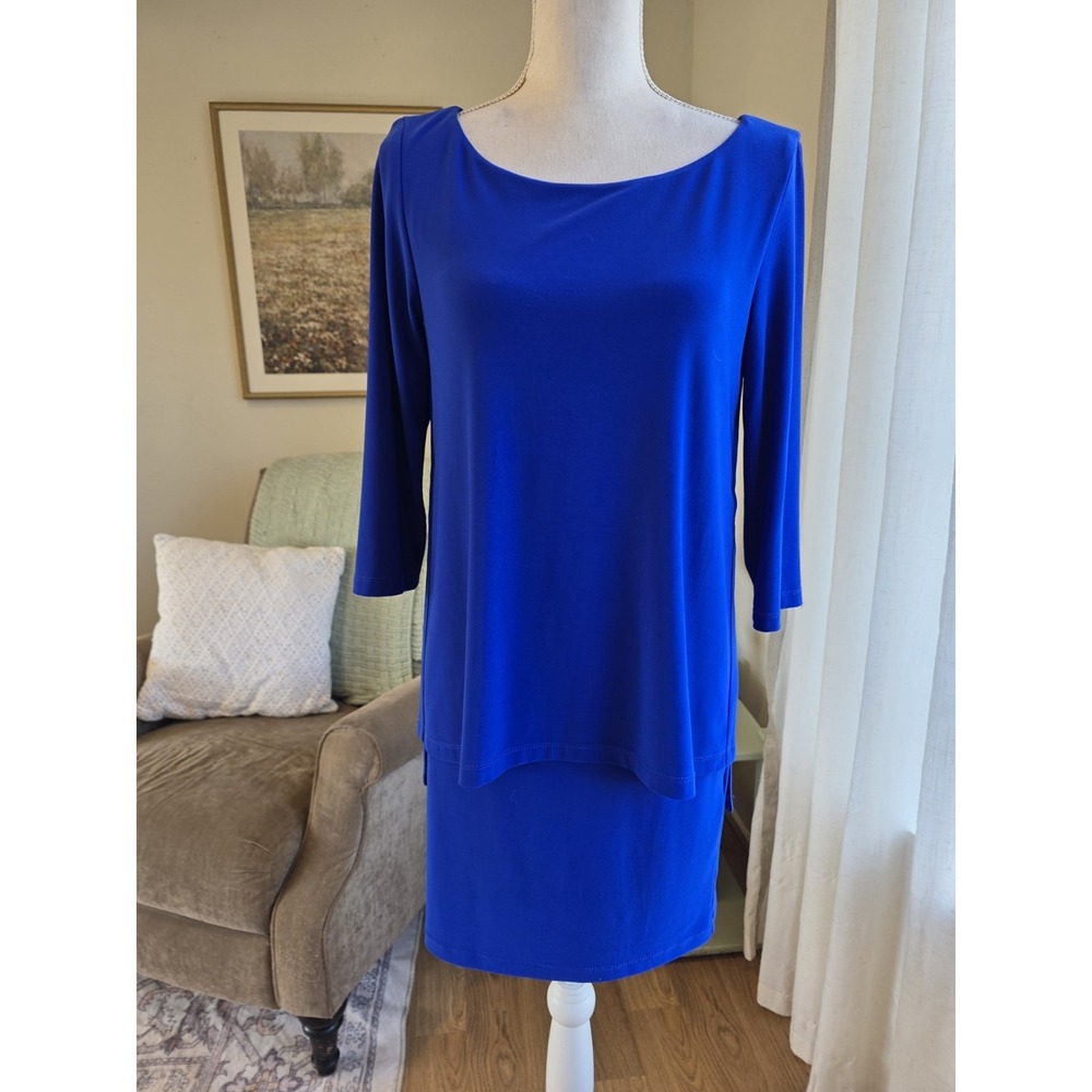 Joseph Ribkoff Dress Size 8 Blue Above Knee Long Sleeve